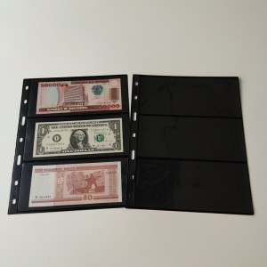 3 trang lưu trữ tiền tệ bỏ túi Poly Black cho các hóa đơn tiền tệ